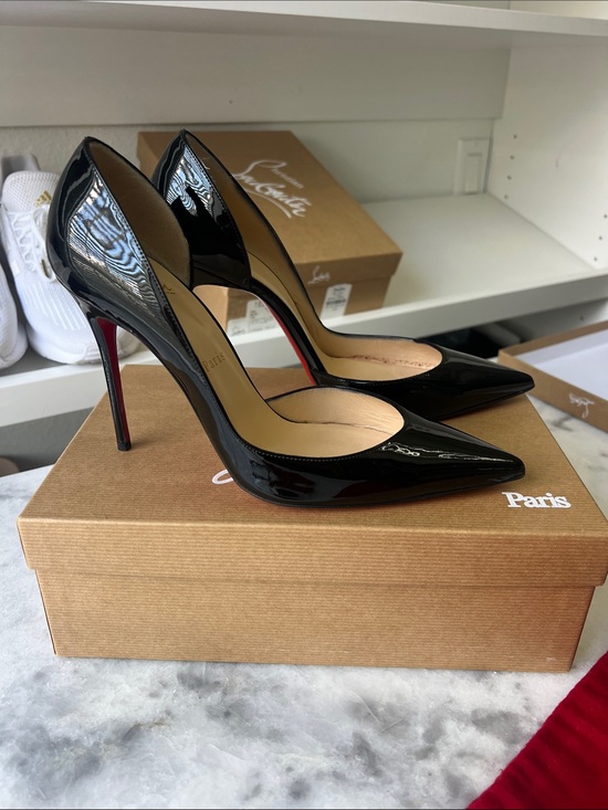 Christian Louboutin Shoes - Christian Louboutin Black Patent Pointed-Toe Stiletto Pumps-IRIZA 39.5 100mm